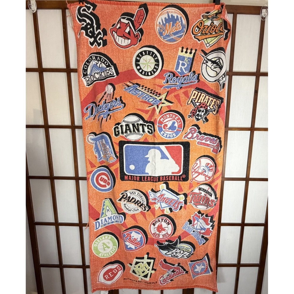 Vintage Orange Multi Team Retro MLB Baseball Team Logos Beach Towel 1999